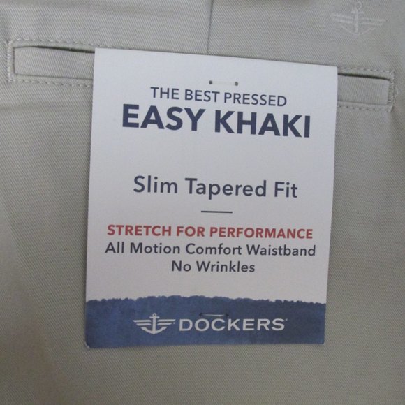 DOCKERS MENS SIZE 28 X 30 PANTS EASY KHAKI BEIGE SLIM FIT ALL MOTION COMFORT NWT - Picture 7 of 10